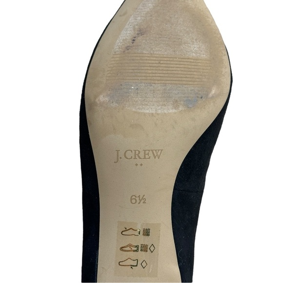 J. Crew Black Suede Este Kitten Heels with a Rhinestone Bow Womens 6.5 - Picture 6 of 8